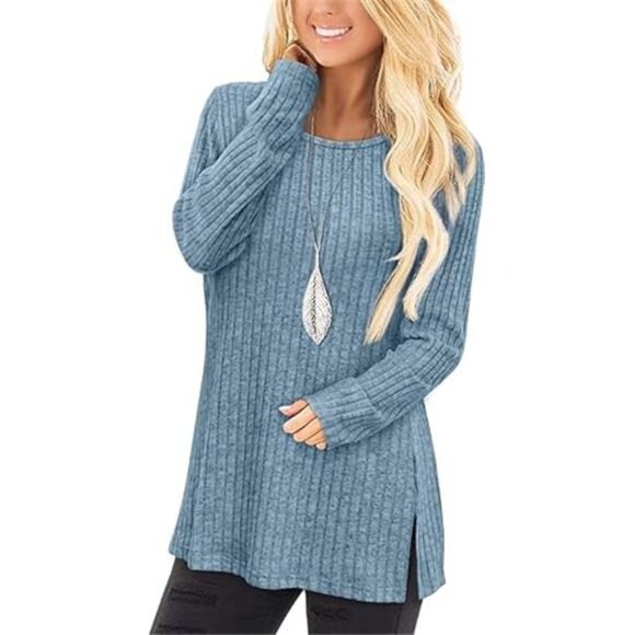 Women's Sweaters – Long Sleeve Tunic Tops, Perfect for Wearing with Leggings - Picture 2 of 7